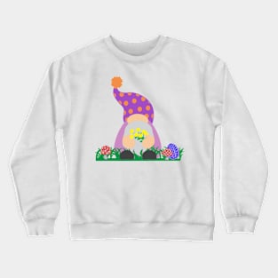 Easter Gnome Polka Dot Hat in a Garden Crewneck Sweatshirt